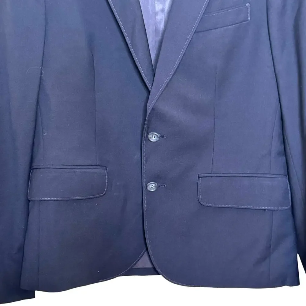 Vintage Classic J.G. Hook Size 12 Navy Blue 100% Worsted Wool 2 Button Blazer